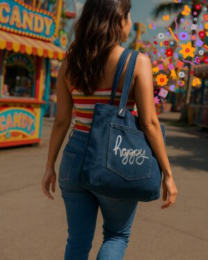 Bolso artesanal en denim reciclado Makrys. Azul-Alegre-bag-makrys