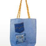 Alma Vaquera one-of-a-kind recycled denim bag with rustic rope handles