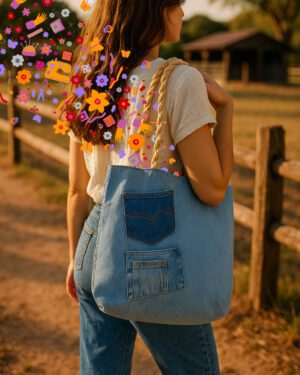 Bolso artesanal en denim reciclado Makrys. alma-vaquera-bag-makrys