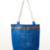 Sendero en Flor recycled denim tote bag with embroidered flowers and braided handles