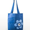 Flor Eterna recycled denim tote bag with handmade flower