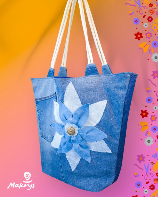 bolso-denim-artesanal-makrys-Flor-Serena-bag-Makrys Bolso artesanal en denim reciclado Makrys. Flor-Serena-bag-Makrys