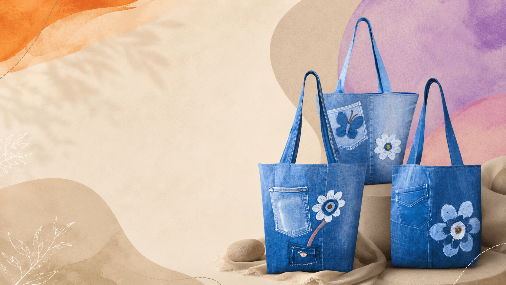 Luz Dorada | Recycled Denim Tote Bag